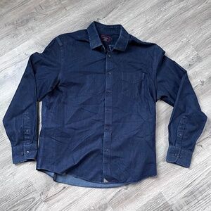 Untuckit Men's Button Up Dress Shirt - Large Blue Long Sleeve Collar